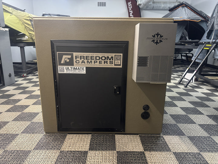 Pre-Owned Freedom Camper 58x79 Tan - rear door and Zero Breeze AC unit