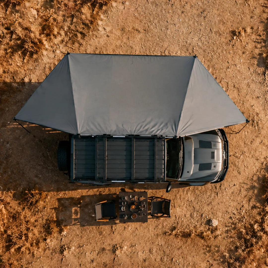 Naturnest 180 Awning overhead view showing 81.5 sq ft of coverage