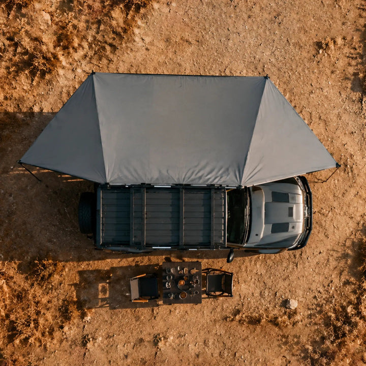Naturnest 180 Awning overhead view showing 81.5 sq ft of coverage