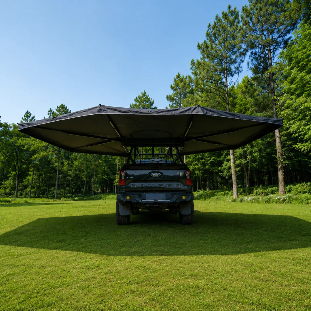 Naturnest 360 Awning rear view showing full 360-degree coverage