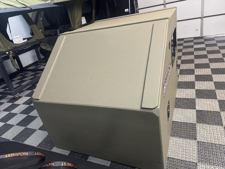Pre-Owned Freedom Camper 58x79 Tan - front angle of the insulated shell