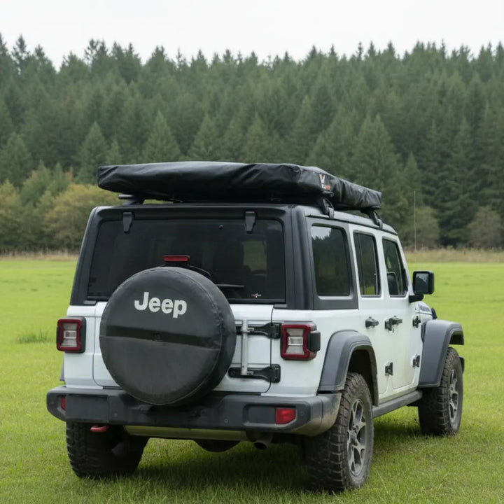 Naturnest Polaris Rooftop Tent Cover fitted on a rooftop tent, rear view
