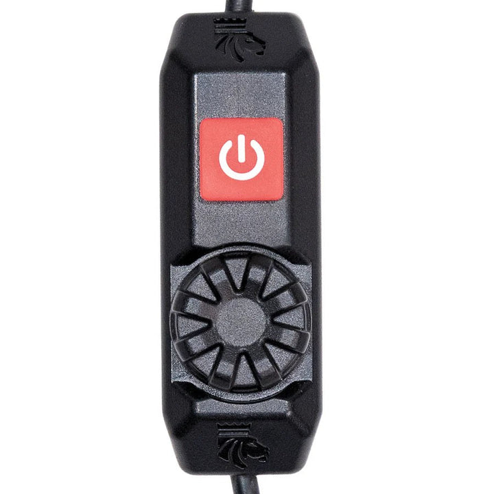 Kingpin weatherproof rotary dimmer switch for the interior light bar, included and installed