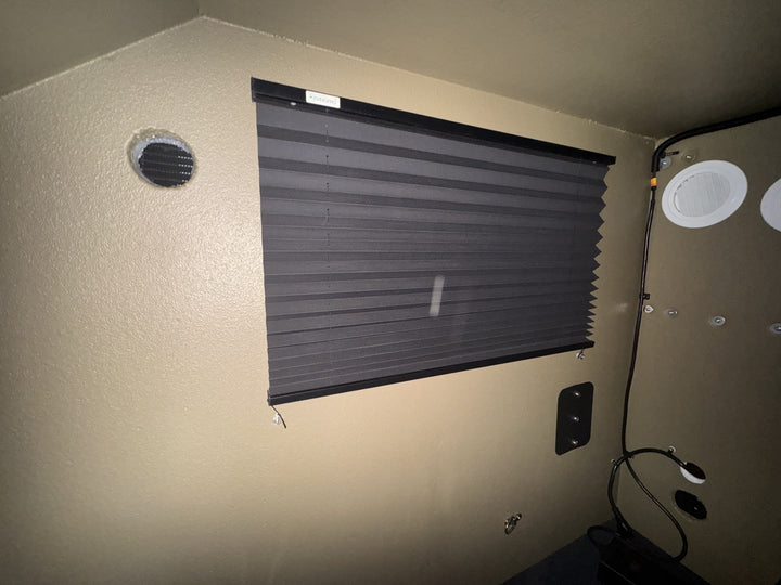 Pre-Owned Freedom Camper 58x79 Tan - blackout window blind and interior vent