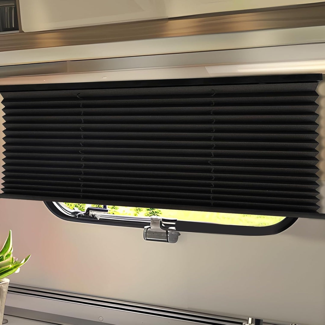 Freedom Camper window blinds, double set, UV resistant pleated, included and installed