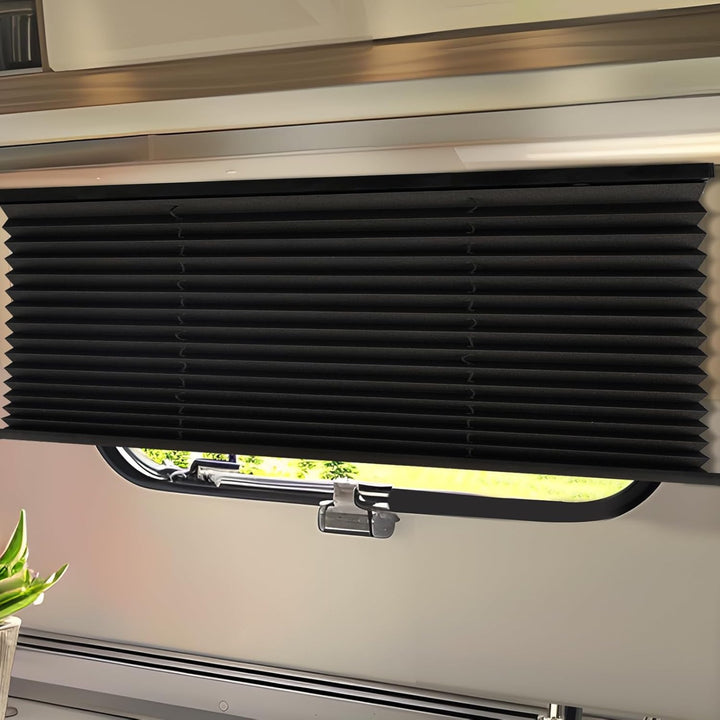 Freedom Camper window blinds, double set, UV resistant pleated, included and installed