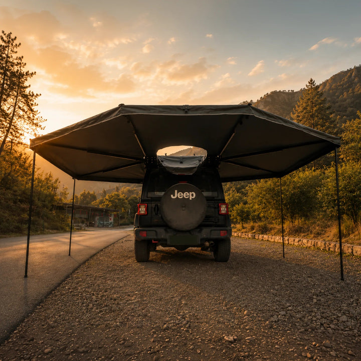 Naturnest 360 Awning deployed showing rear skylight opening