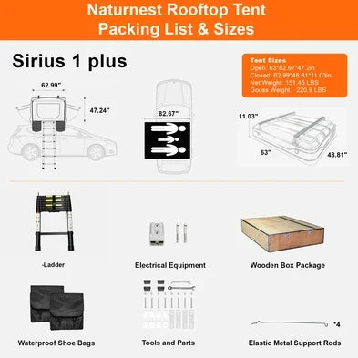 Naturnest Sirius 1 Plus ABS Hard Shell Rooftop Tent