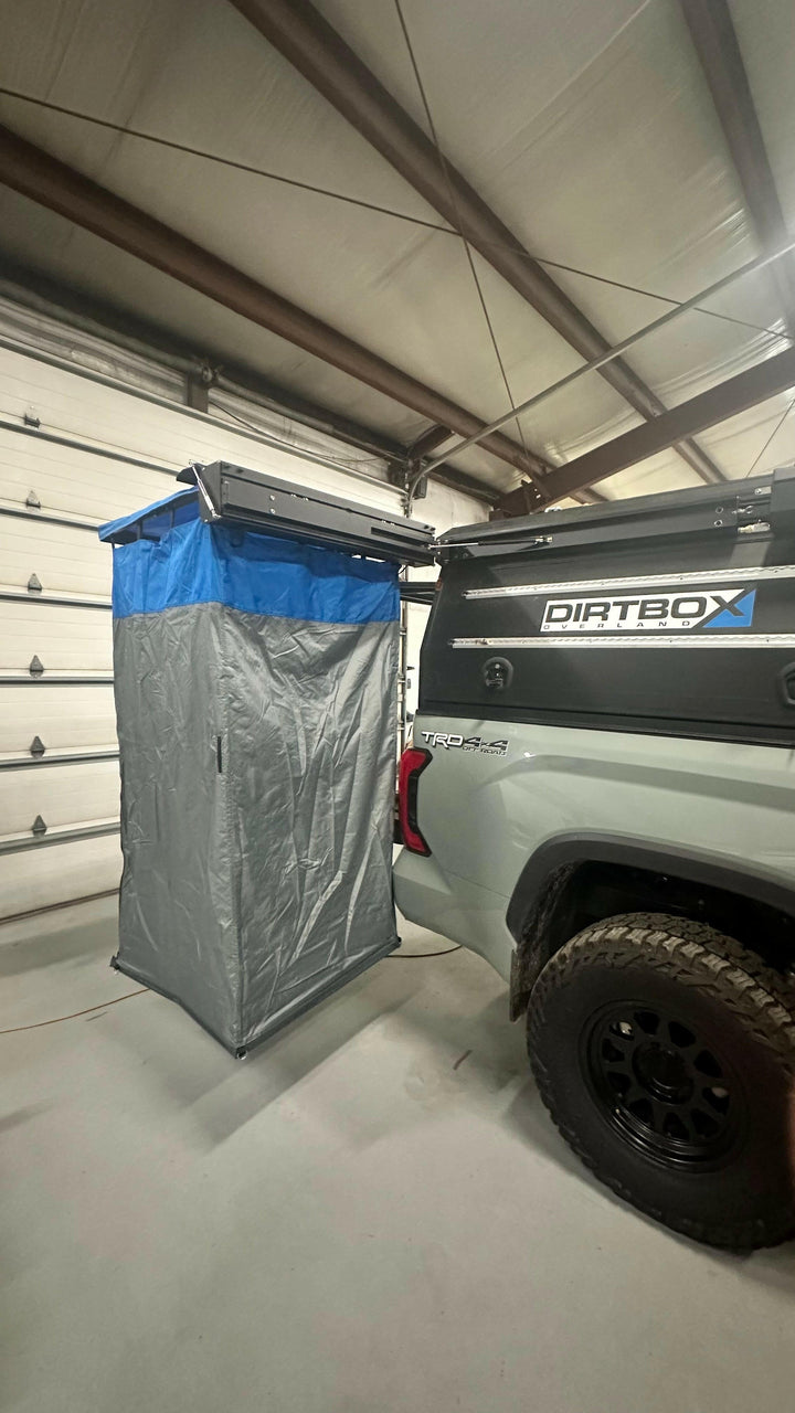 Ultimate Camp Shower Set: Hard Case Shower/Bathroom Awning + 90 Degree Swing Out - Ultimate Adventure Supply