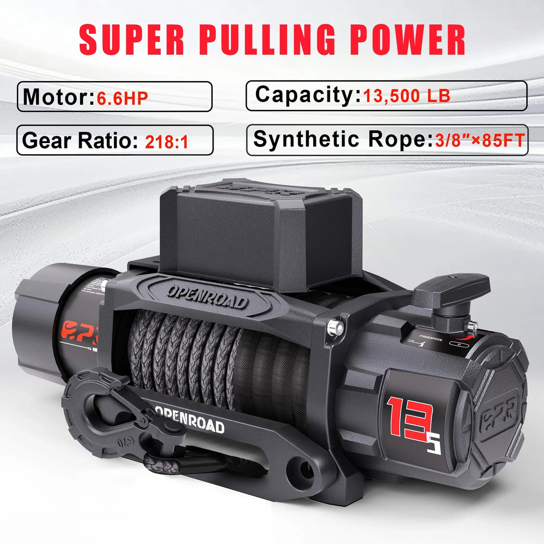 OPENROAD 13,500lbs electric winch with Synthetic Rope - Panther Series 3S