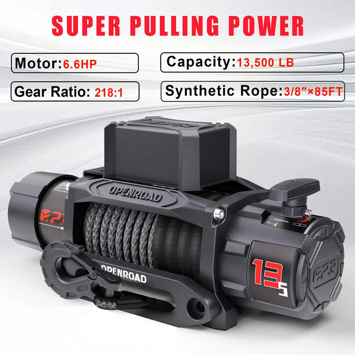 OPENROAD 13,500lbs electric winch with Synthetic Rope - Panther Series 3S
