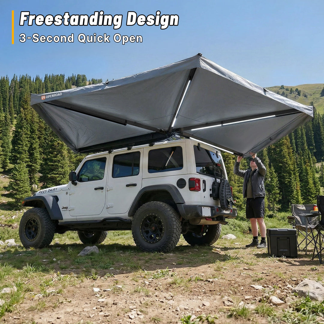 OPENROAD 270 Free Standing Awning for Camping - Trail Series (Passenger Side)