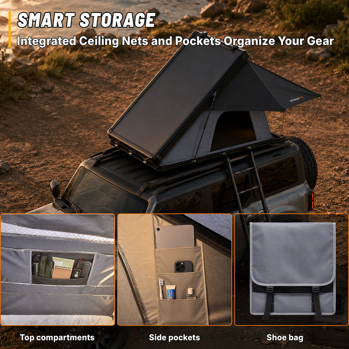 OPENROAD Aluminum Hard Shell Roof Top Tent - EdgeRoof Series