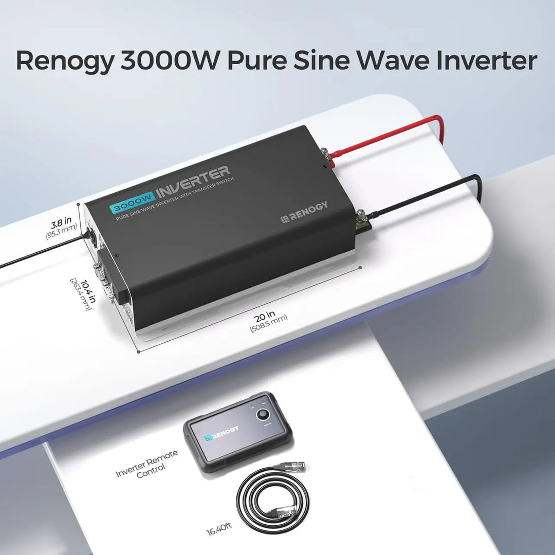 Renogy 3000W 12-Volt Pure Sine Wave Inverter w/ UPS Transfer Switch w/ Bluetooth