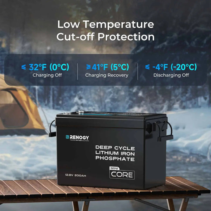 Renogy Mini 12V 200Ah LiFePO4 Battery w/ Low-Temperature Protection