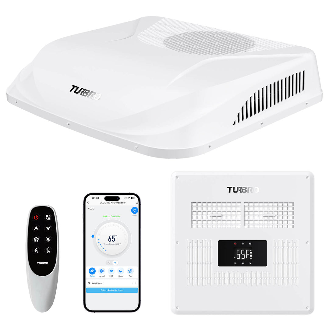 TURBRO Greenland 12,000 BTU 12V DC Inverter Rooftop RV Air Conditioner - White