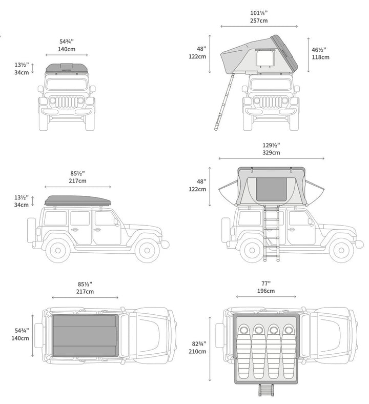 iKamper Skycamp DLX - Deluxe 4-Person Hardshell Rooftop Tent