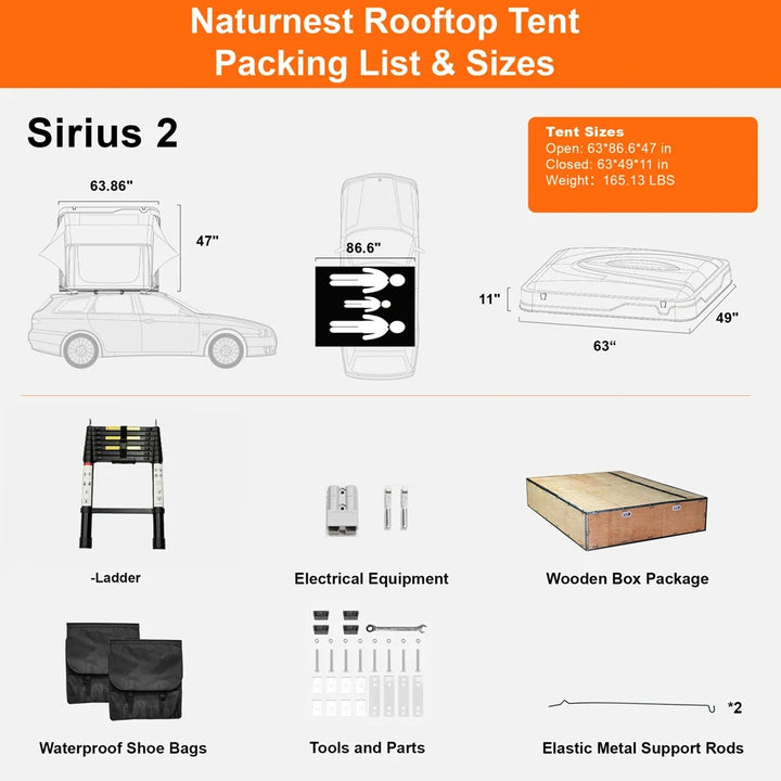 Naturnest Sirius 2 ABS Hard Shell Rooftop Tent